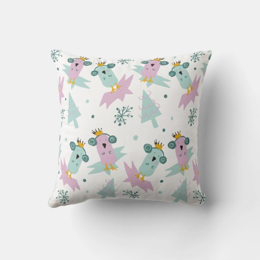 冬の鳥クリスマスツリーアイスバーグドードル クッション (裏面)