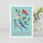 冬の鳥図解入りの、写真付きの シーズンカード (スタンド正面)