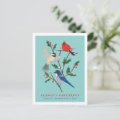 冬の鳥図解入りの、写真付きの シーズンポストカード (スタンド正面)