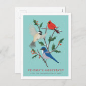 冬の鳥図解入りの、写真付きの シーズンポストカード (正面/裏面)