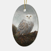 冬の鳥絵を描のクリスマス セラミックオーナメント (左)