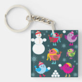 冬の鳥遊の雪と雪だるま キーホルダー (正面)