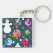 冬の鳥遊の雪と雪だるま キーホルダー (裏面)