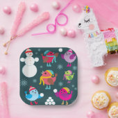 冬の鳥遊の雪と雪だるま ペーパープレート (パーティー)