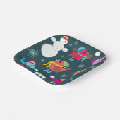 冬の鳥遊の雪と雪だるま ペーパープレート (傾斜あり)