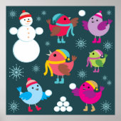 冬の鳥遊の雪と雪だるま ポスター (正面)