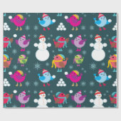 冬の鳥遊の雪と雪だるま ラッピングペーパー (フラット)