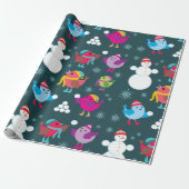 冬の鳥遊の雪と雪だるま ラッピングペーパー (アンロールド)