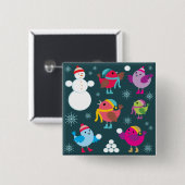 冬の鳥遊の雪と雪だるま 缶バッジ (正面&裏面)