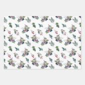 冬の鳥食べ物を与えの赤い果実のクリスマス ラッピングペーパーシート (正面2)