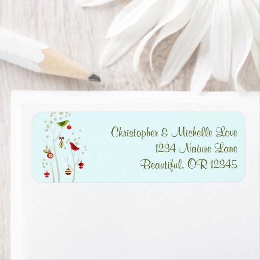 冬の鳥魅力的のクリスマスホリデーアドレス ラベル (インサイチュ)