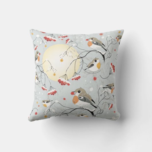 冬の鳥 クッション (裏面)