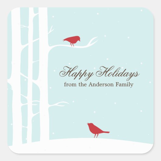 冬の鳥 スクエアシール (正面)