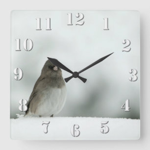 冬の鳥 スクエア壁時計