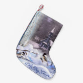 冬の鳥 スモールクリスマスストッキング (正面 (吊り時))