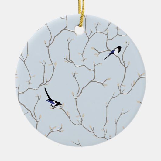 冬の鳥 セラミックオーナメント (正面)