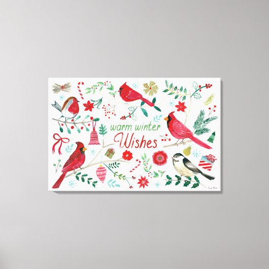 冬の鳥 – 暖かい願い キャンバスプリント (正面)