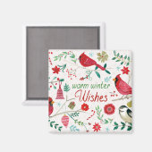 冬の鳥 – 暖かい願い マグネット (正面/裏面)