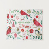 冬の鳥-温かい願い タペストリー (正面(横))