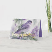 冬の鳥、紫の絵 シーズンカード (正面)