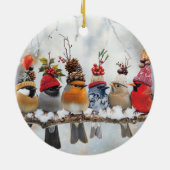 冬の鳥、鳥好き、カテバード セラミックオーナメント (裏面)