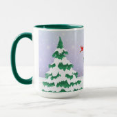 冬の鴉のクリスマスグリーティング マグカップ (左)
