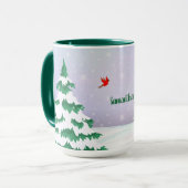冬の鴉のクリスマスグリーティング マグカップ (正面左)