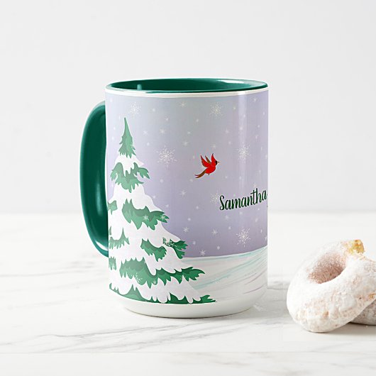 冬の鴉のクリスマスグリーティング マグカップ