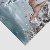 冬の鹿とウサギの風景の水色 薄葉紙 (詳細)