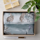 冬の鹿とウサギの風景の水色 薄葉紙 (ギフト)