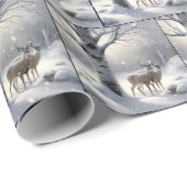 冬の鹿とハートの木に樺の木 ラッピングペーパー (ロールコーナー)