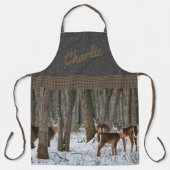 冬の鹿とピネコン エプロン (正面)