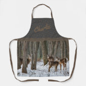 冬の鹿とピネコン エプロン (正面)
