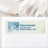 冬の鹿と寒い雪の荒野〔雄ジカの〕枝角 ラベル (インサイチュ)