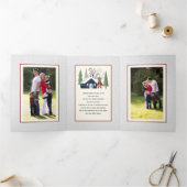 冬の鹿と木のクリスマスフォト数々のー 三つ折りクリスマスカード (内部)