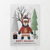 冬の鹿と木のクリスマスフォト数々のー 三つ折りクリスマスカード (カバー)