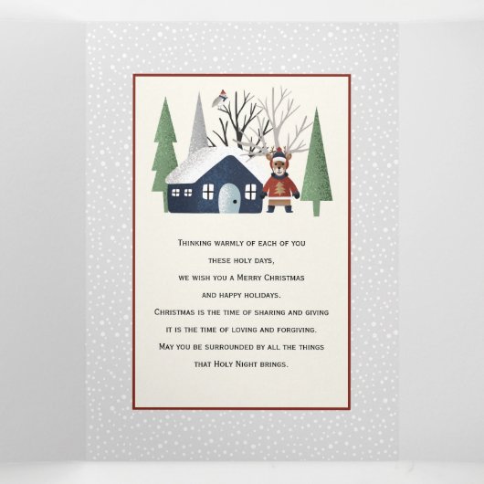 冬の鹿と木のクリスマスフォト数々のー 三つ折りクリスマスカード (内部中)