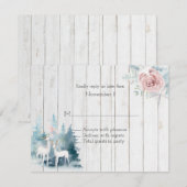 冬の鹿と木の結婚葉 招待状 (正面/裏面)