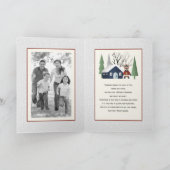 冬の鹿と木クリスマスの写真を折り畳んだ シーズンカード (内部)