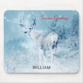 冬の鹿と松の木の季節のごあいさつ マウスパッド (正面)