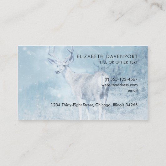 冬の鹿と松の木の季節のごあいさつ 名刺 (裏面)