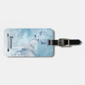 冬の鹿と松パーソナライズされた ラゲッジタグ (正面横)