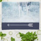 冬の鹿と松 キッチンタオル (折り畳み)