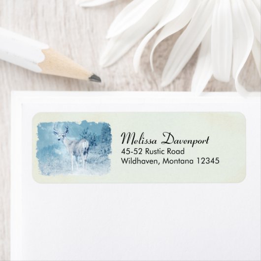 冬の鹿と松 ラベル (インサイチュ)