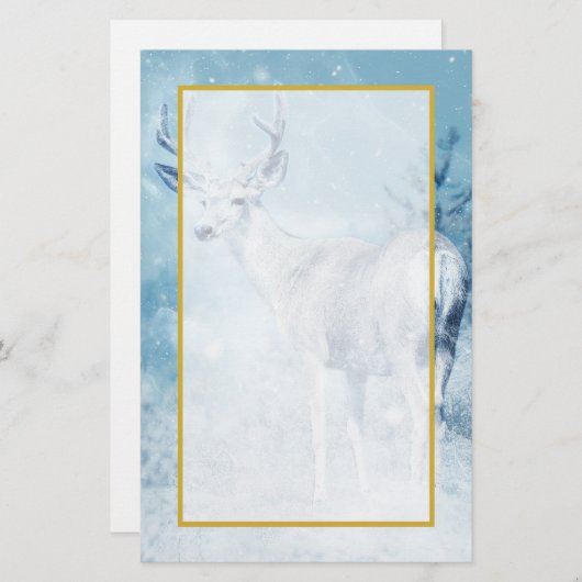 冬の鹿と松 便箋 (正面/裏面)