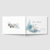 冬の鹿と葉の水の色結婚の ゲストブック (全面)