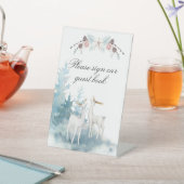 冬の鹿と葉の水の色結婚の 台座サイン (インサイチュ)