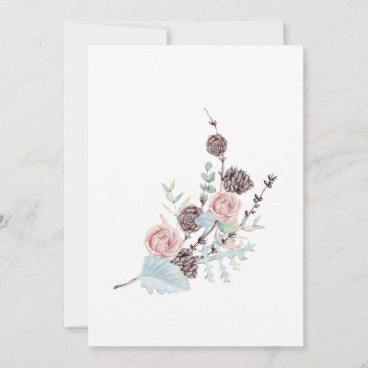 冬の鹿と葉の水の色結婚の 招待状 (裏面)