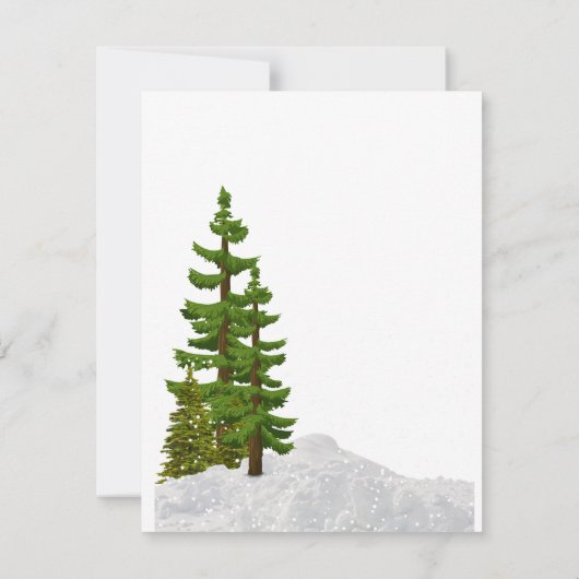 冬の鹿と雪のサンキューカード (裏面)