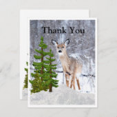 冬の鹿と雪のサンキューカード (正面/裏面)
